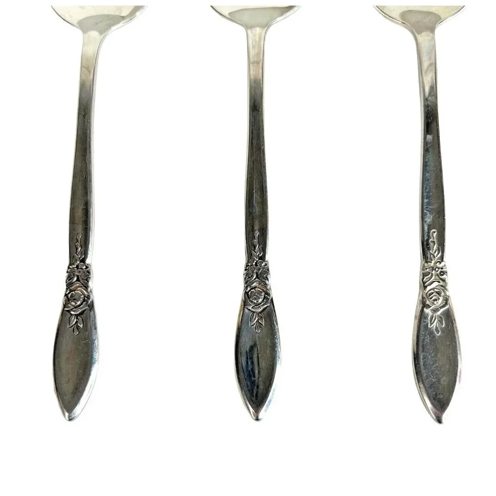 3‎ Oneida Community SPRING ROSE Stainless Soup Tablespoon 6 3/4 IN Betty Crocker